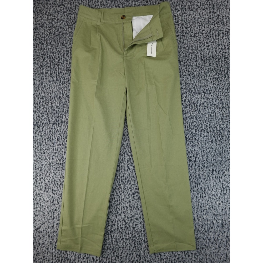 Ouku Chino Trousers Mens Small Olive Green Good‎ Pleated Straight Leg Pants